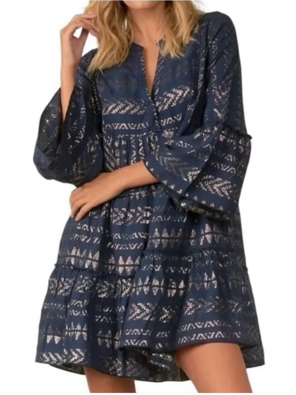 NWT Elan Metallic Bell Sleeve Dress